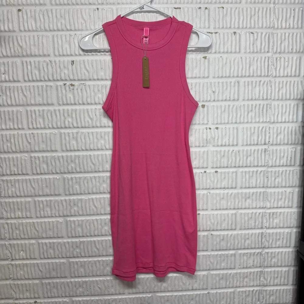 SKIMS Cotton Limited Edition Pink Ribbed Tank Mini Dress – Size M | NWT - Picture 2 of 9